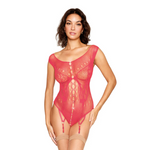 Dreamgirl_Butterfly_Fishnet_Teddy_with_Garter_Straps_Watermelon_O_S1 - House of Vices