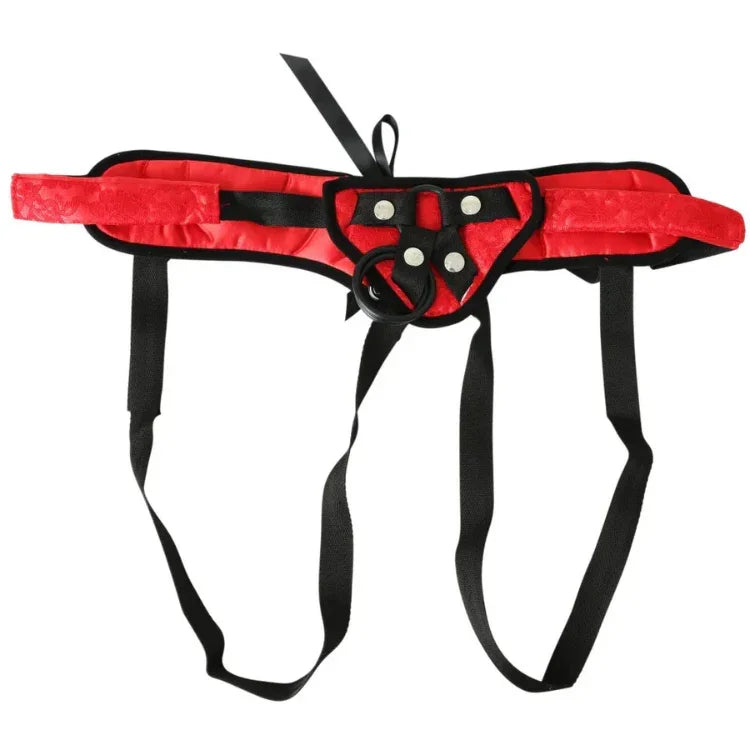 Sportsheets_Sunset_Lace_Corsette_Adjustable_Strap-On_Harness_Red1 - House of Vices