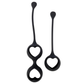 Black silicone kegel balls set with heart-shaped openings, intimate wellness product