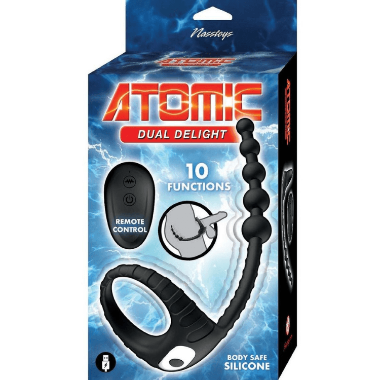 Atomic Dual Delight Silicone Cock Ring with Anal Beads - House of Vices 