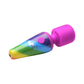 Colorful mini wand massager with rainbow glitter design and pink silicone head, House of Vices