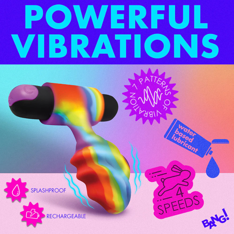 Rainbow vibrating plug with powerful vibrations, rechargeable, splashproof, 4 speeds, House of Vices