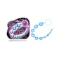 Blue beginner-friendly pleasure beads with retrieval loop, shown in packaging and unpackaged.
