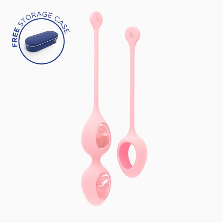 Biird Yonii pink rose quartz egg set with free blue storage case, House of Vices wellness.