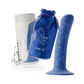 Blue speckled silicone personal wellness product with suction cup, matching pouch, and branded packaging from House of Vices.