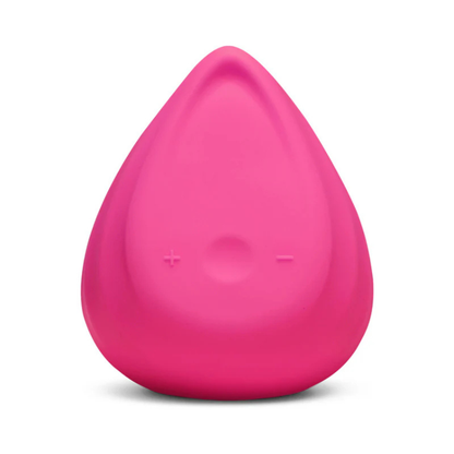 Pink Biird Evii silicone wellness massager with simple controls displayed on a white background.