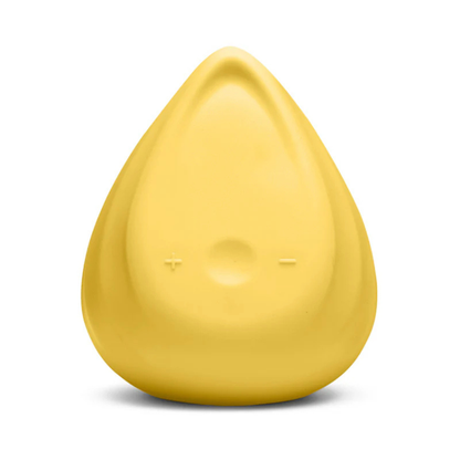 Yuzu yellow Biird Evii wellness massager with ergonomic teardrop design on white background