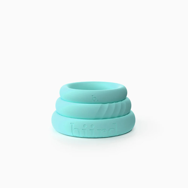 Biird Riin mint 3-piece silicone ring set for wellness from House of Vices