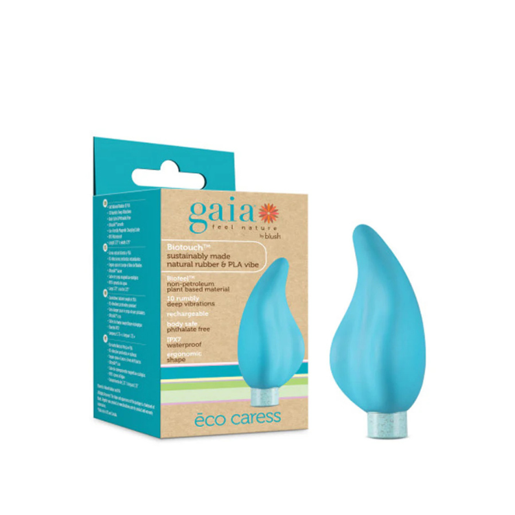 Aqua Gaia Eco Caress bullet massager and box, eco-friendly wellness product at House of Vices