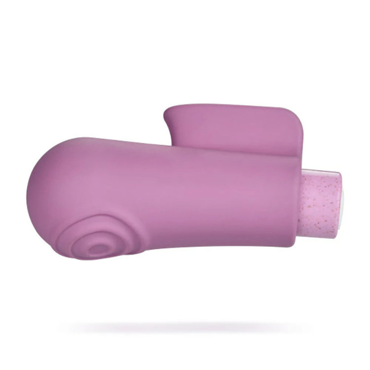 Purple eco-friendly bullet vibrator with textured silicone sleeve on white background