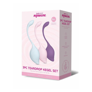 Bodywand Squeeze 3-piece teardrop silicone kegel set box, pelvic floor trainer, House of Vices