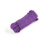 A roll of purple twisted rope for bondage and shibari.
