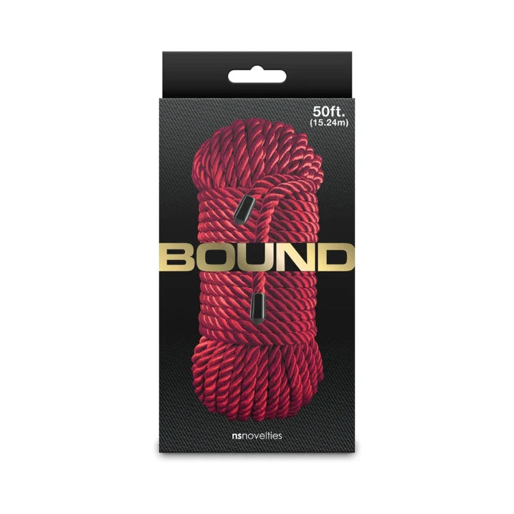 50ft red BOUND rope coil in black packaging