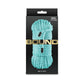 A coil of 50ft light blue Bound bondage rope in black packaging.