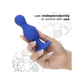 Blue app-controlled pleasure toy held in hand, use independently or via app for intimate wellness
