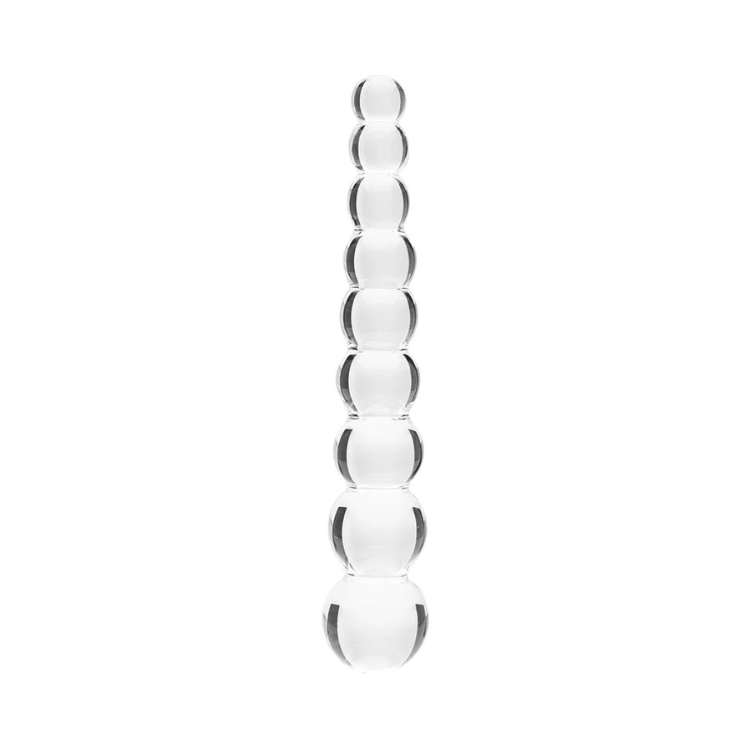 Clear beaded glass wellness wand on white background from House of Vices