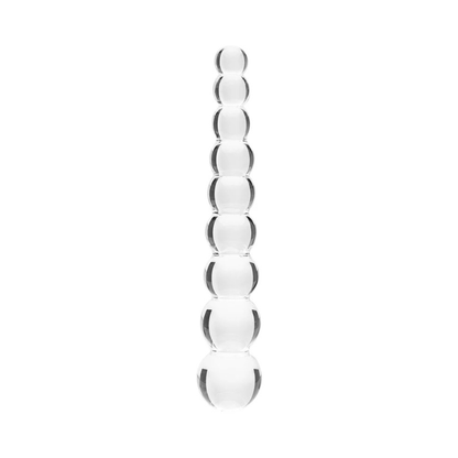 Clear beaded glass wellness wand on white background from House of Vices