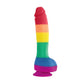 Colours Pride Edition Rainbow silicone dildo with pride colors and suction base on a white background