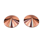 Pair of metallic rose gold cone-shaped pasties on white background, House of Vices lingerie accessory