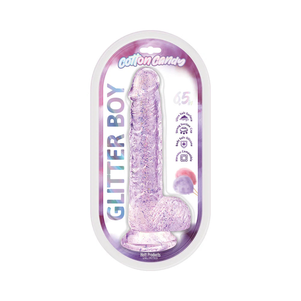 Cotton Candy Glitter Boy Jelly Glitter Dildo 6.5 in. Pink - House of Vices