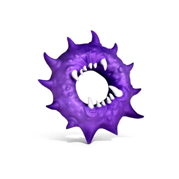 Purple spiked ring with white teeth design for intimate play