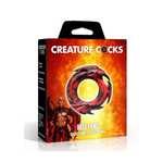 Hell Fang Silicone Cock Ring by Creature Cocks - fiery dragon design, premium adult toy packaging