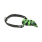 Green and black silicone gag with black leather strap for adult play