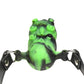 Green and black silicone gag with leather straps for adult play