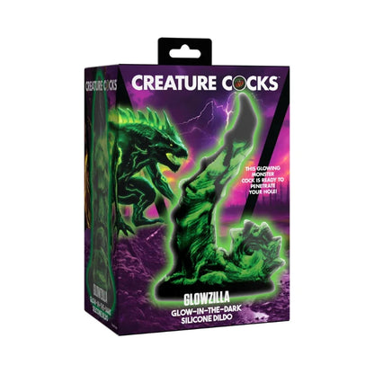 Creature Cocks Glowzilla glow-in-the-dark silicone dildo in packaging