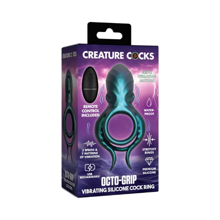 Creature Cocks Octo-Grip Vibrating Silicone Cock Ring - House of Vices 