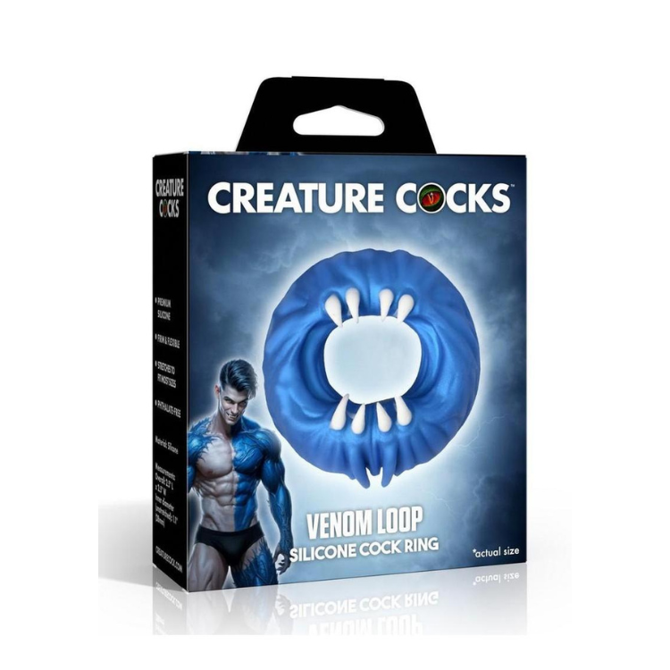 Blue Venom Loop silicone cock ring by Creature Cocks, premium adult toy for enhanced pleasure