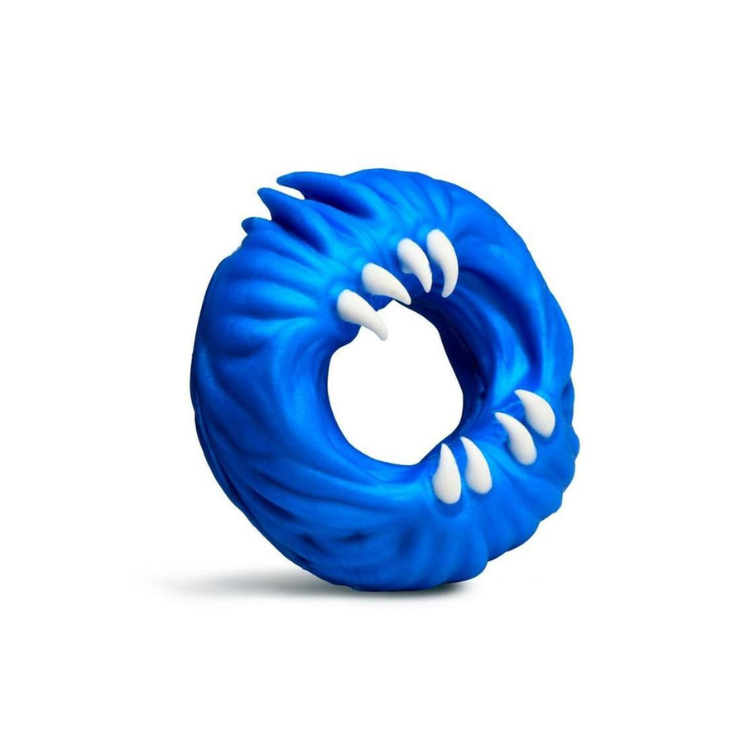 Blue textured ring with white nubs for intimate stimulation