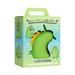 XR Brands Creature Cuties Lickyhorn licking silicone stimulator in green packaging