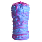 Blue and purple textured silicone alien stroker with a fantasy design on a white background