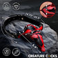 Red and black silicone creature cock with adjustable collar, waterproof, USB rechargeable, phthalate-free adult toy