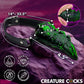 Green silicone creature cock with black collar, waterproof, USB rechargeable, 4.5-inch fantasy adult toy