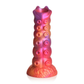 Colorful silicone fantasy dildo with textured, nymphoid-inspired design and suction base