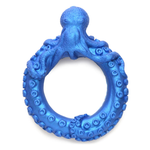 Blue silicone octopus-shaped ring with detailed tentacles, from House of Vices wellness store.