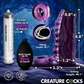 Purple silicone penis enhancer with siphon tentacle texture, syringe, and bulb for liquid squirting
