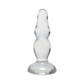 Clear glass ribbed dildo with a wide flared base