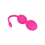 CalExotics Pink silicone dual motor kegel balls with tail on white background