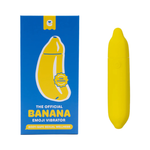 Yellow banana-shaped wellness device with blue box, USB rechargeable, House of Vices product