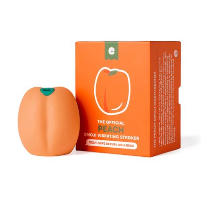 Peach-shaped wellness massager with orange packaging, House of Vices adult toy store.