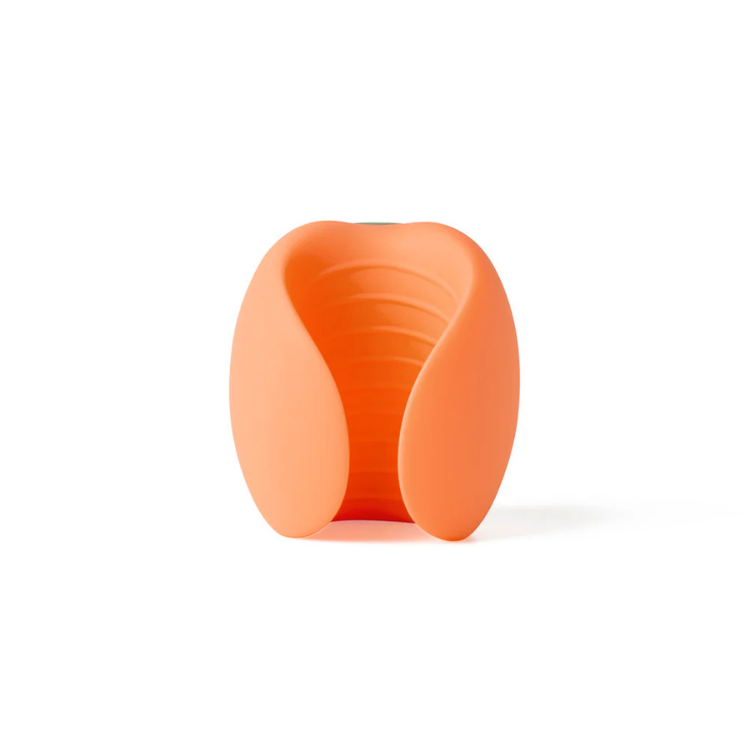 Peach-shaped silicone wellness massager with ribbed texture, House of Vices premium toy