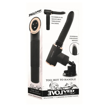 Evolved Too Hot to Handle black rechargeable silicone thrusting vibrator in retail packaging