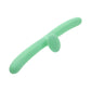 Light green silicone curved adult toy with a small bulbous tip