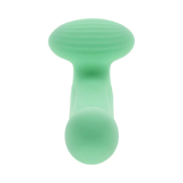 Light green silicone massage toy with a textured head and rounded base