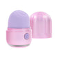 Evolved Vacation Vibes Tapping Pink and purple portable silicone massager with cap, compact design, power button visible