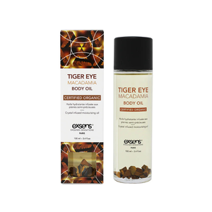 Tiger Eye Macadamia certified organic body oil 3.4 oz bottle and packaging