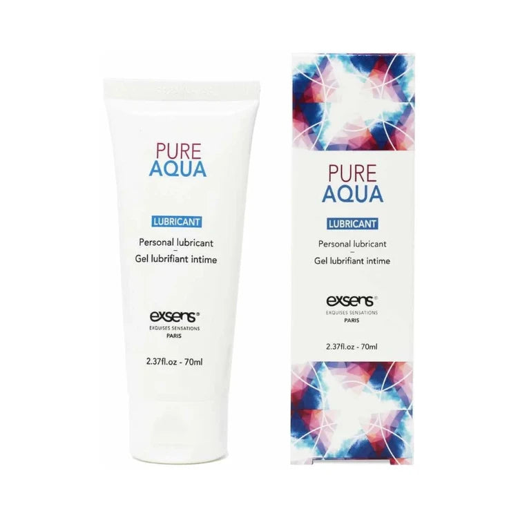 Exsens Pure Aqua Personal Lubricant 70ml tube and packaging.